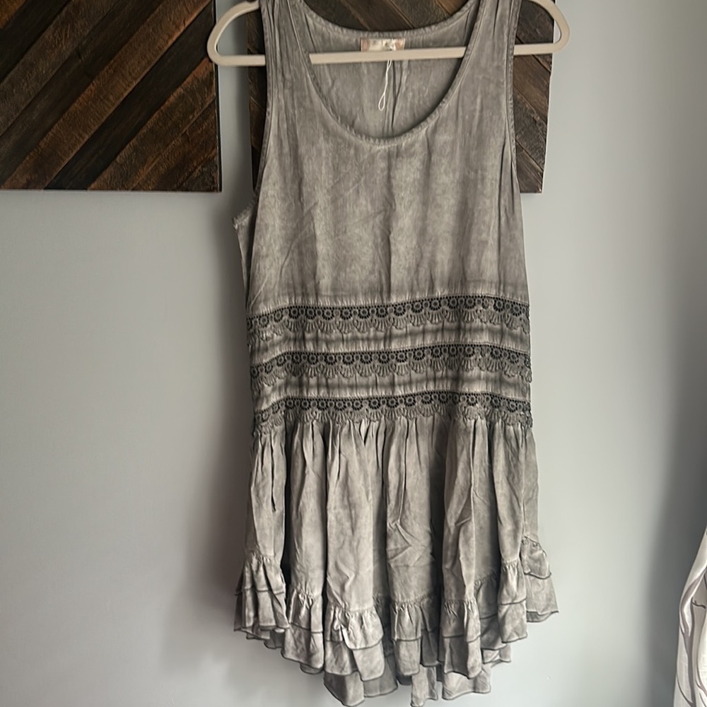 Gray ruffle Altar’d State tunic dress - Picture 9 of 9